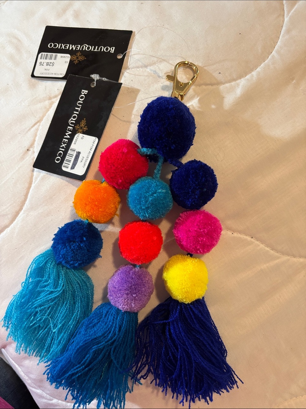 Boutique Mexico Colorful Pom Pom Tassel Keychain